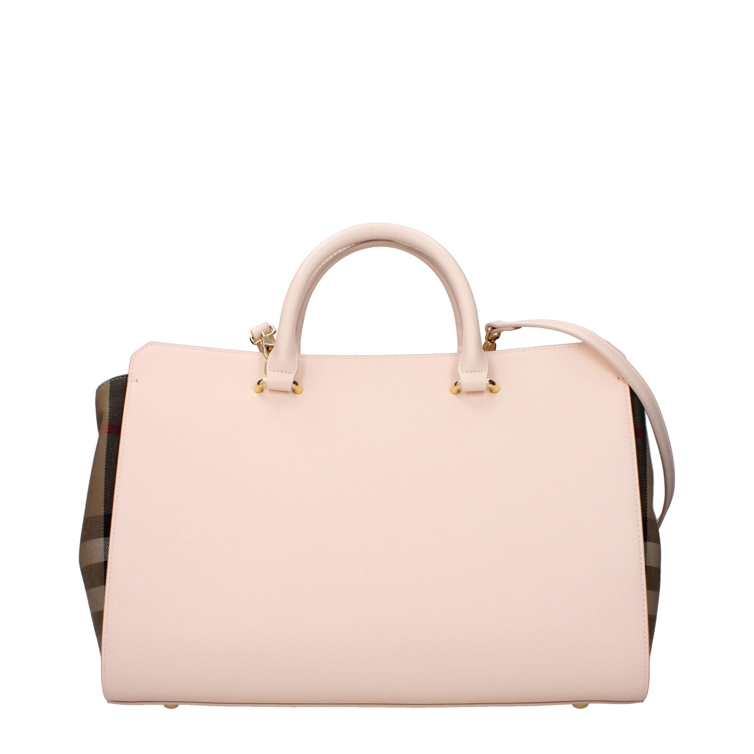 Burberry Pink Check Leather Medium Handbag Burberry