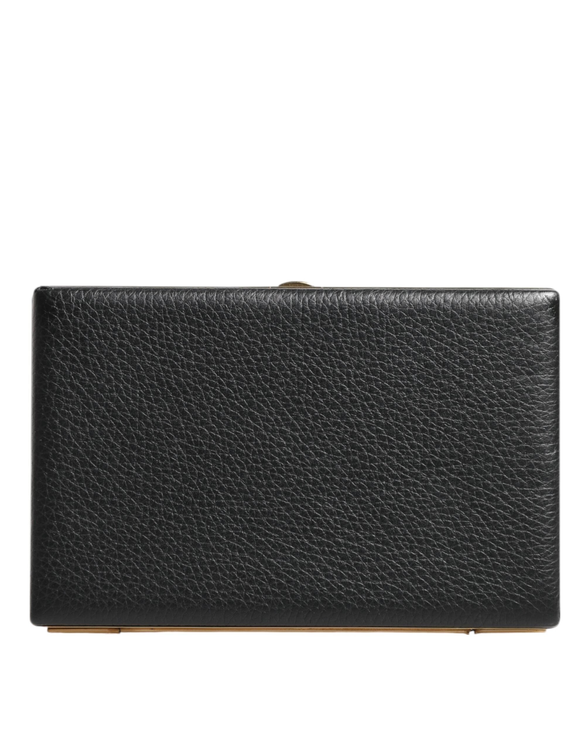 Dolce & Gabbana Black Goat Leather Gold Frame Miniature Clutch Purse Dolce & Gabbana