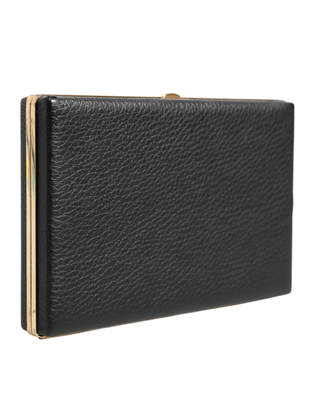 Dolce & Gabbana Black Goat Leather Gold Frame Miniature Clutch Purse Dolce & Gabbana