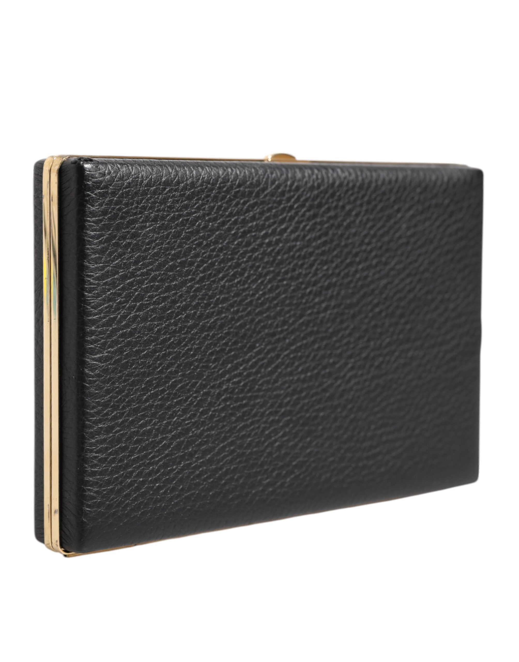 Dolce & Gabbana Black Goat Leather Gold Frame Miniature Clutch Purse Dolce & Gabbana