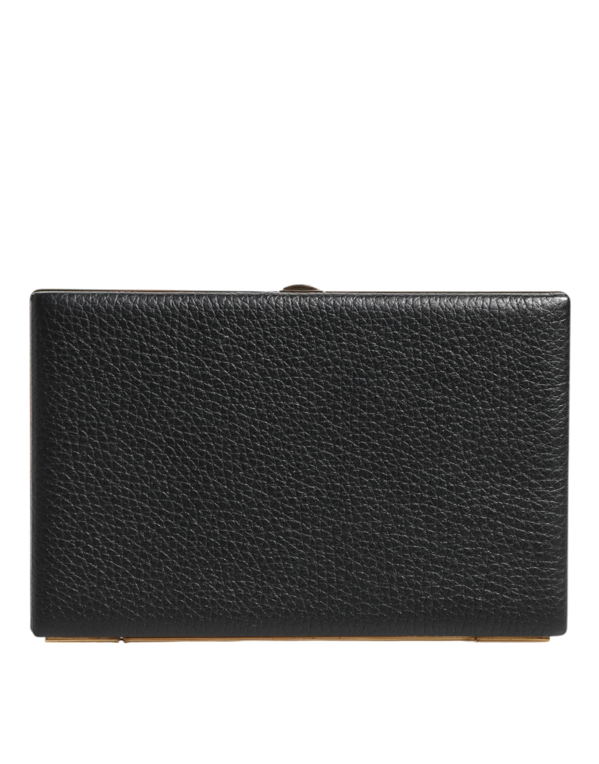 Dolce & Gabbana Black Goat Leather Gold Frame Miniature Clutch Purse Dolce & Gabbana