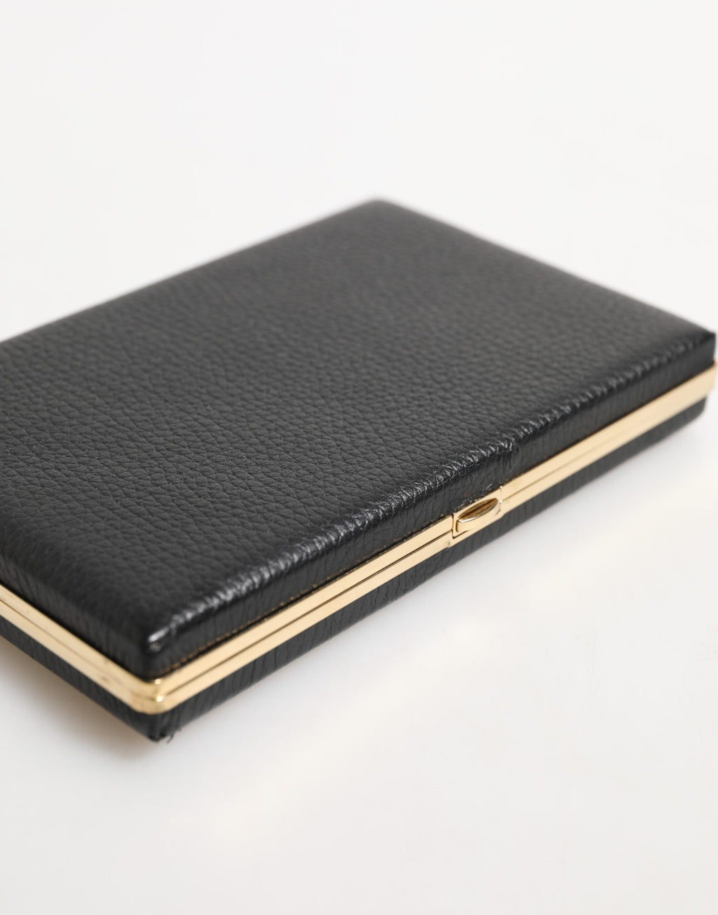 Dolce & Gabbana Black Goat Leather Gold Frame Miniature Clutch Purse Dolce & Gabbana