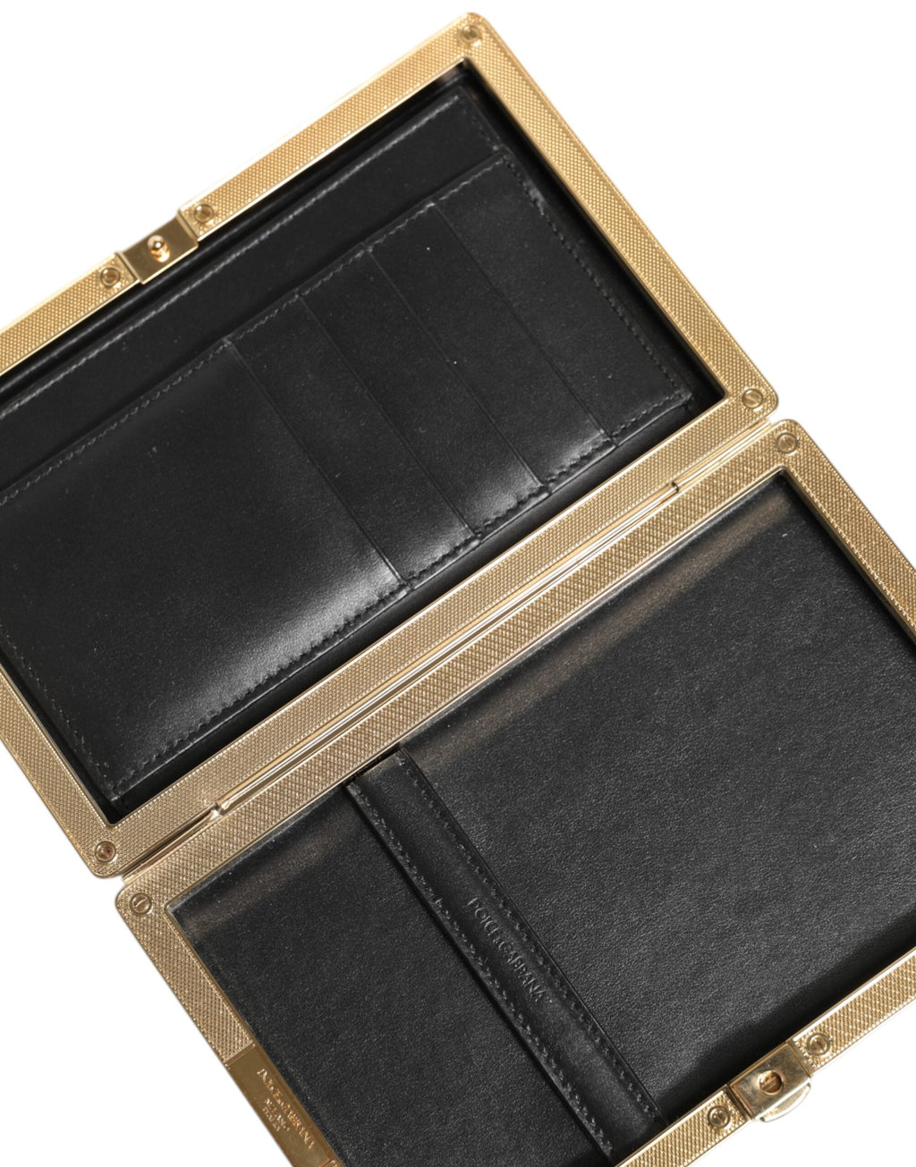 Dolce & Gabbana Black Goat Leather Gold Frame Miniature Clutch Purse Dolce & Gabbana