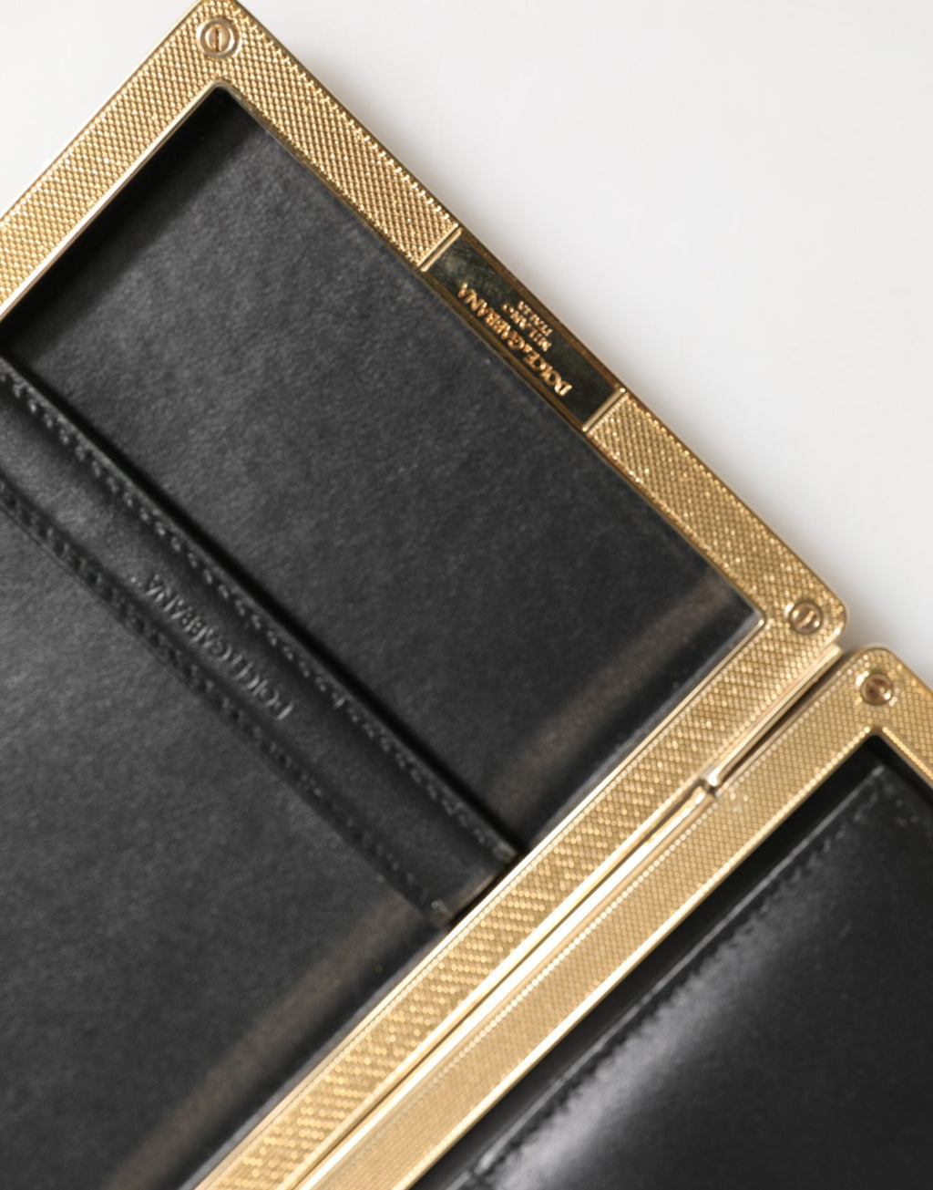 Dolce & Gabbana Black Goat Leather Gold Frame Miniature Clutch Purse Dolce & Gabbana