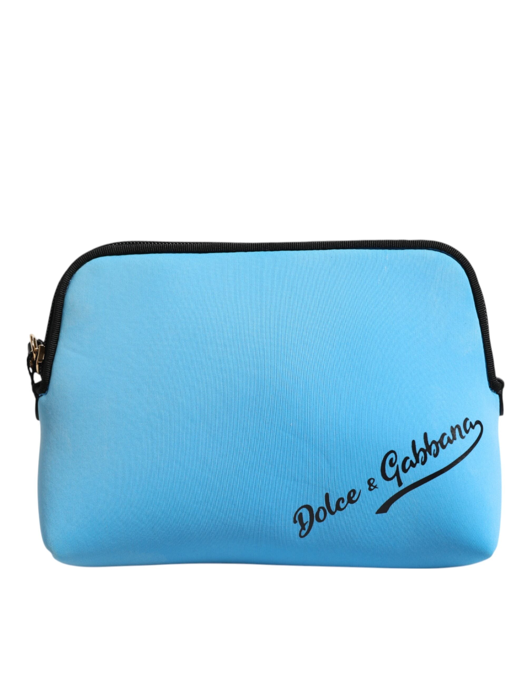 Dolce & Gabbana Blue Nylon DG Logo Print Clutch Zip Pouch Bag Dolce & Gabbana