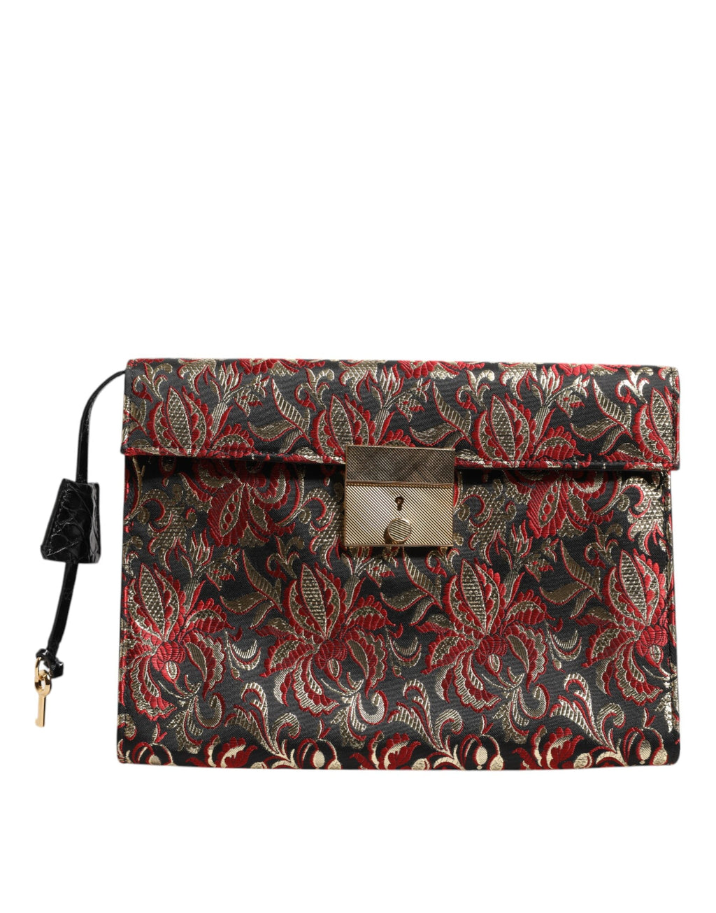 Dolce & Gabbana Multicolor Jacquard Floral Leather Briefcase Clutch Bag Dolce & Gabbana