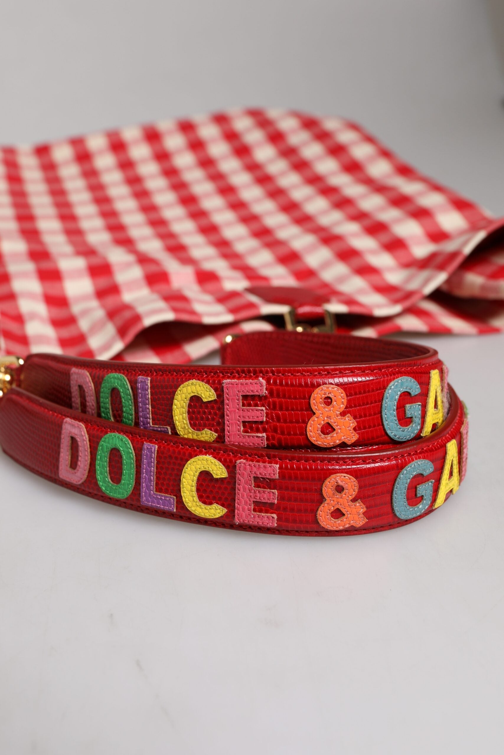 Dolce & Gabbana Red I Love Pizza Rhinestone Embellished Tote Bag Dolce & Gabbana