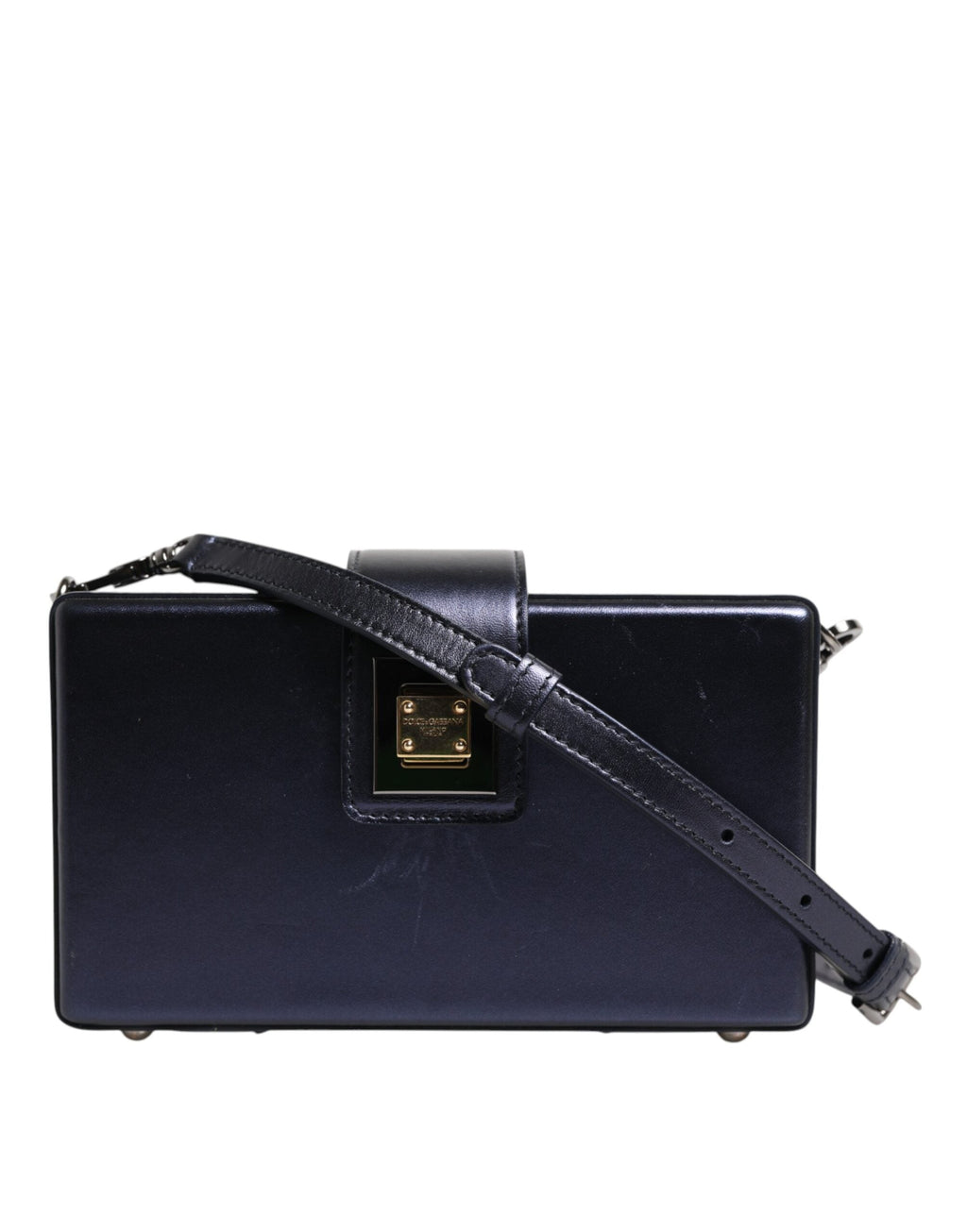 Dolce & Gabbana Blue DG BOX Lambskin Leather Crossbody Strap Bag Dolce & Gabbana