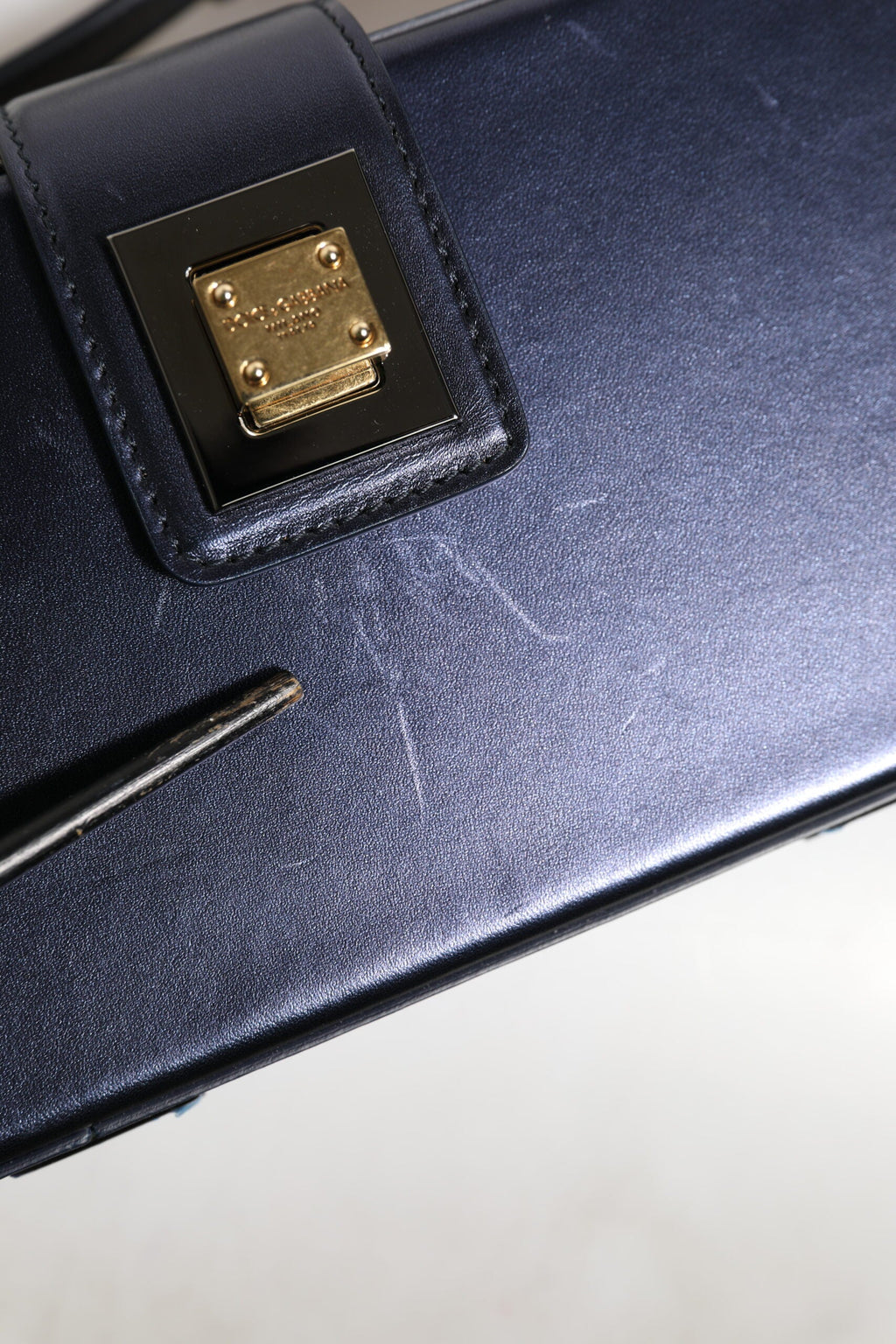 Dolce & Gabbana Blue DG BOX Lambskin Leather Crossbody Strap Bag Dolce & Gabbana