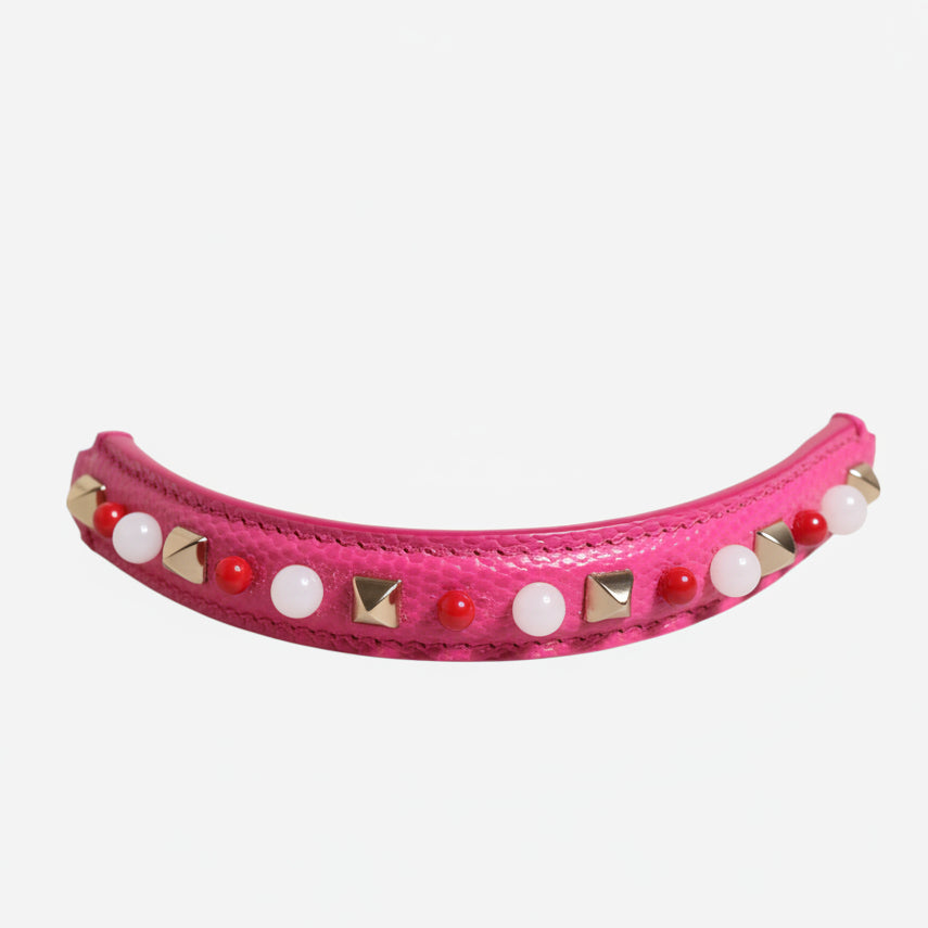 Dolce & Gabbana Pink Embellished Leather Bag Handle Women Shoulder Strap Dolce & Gabbana