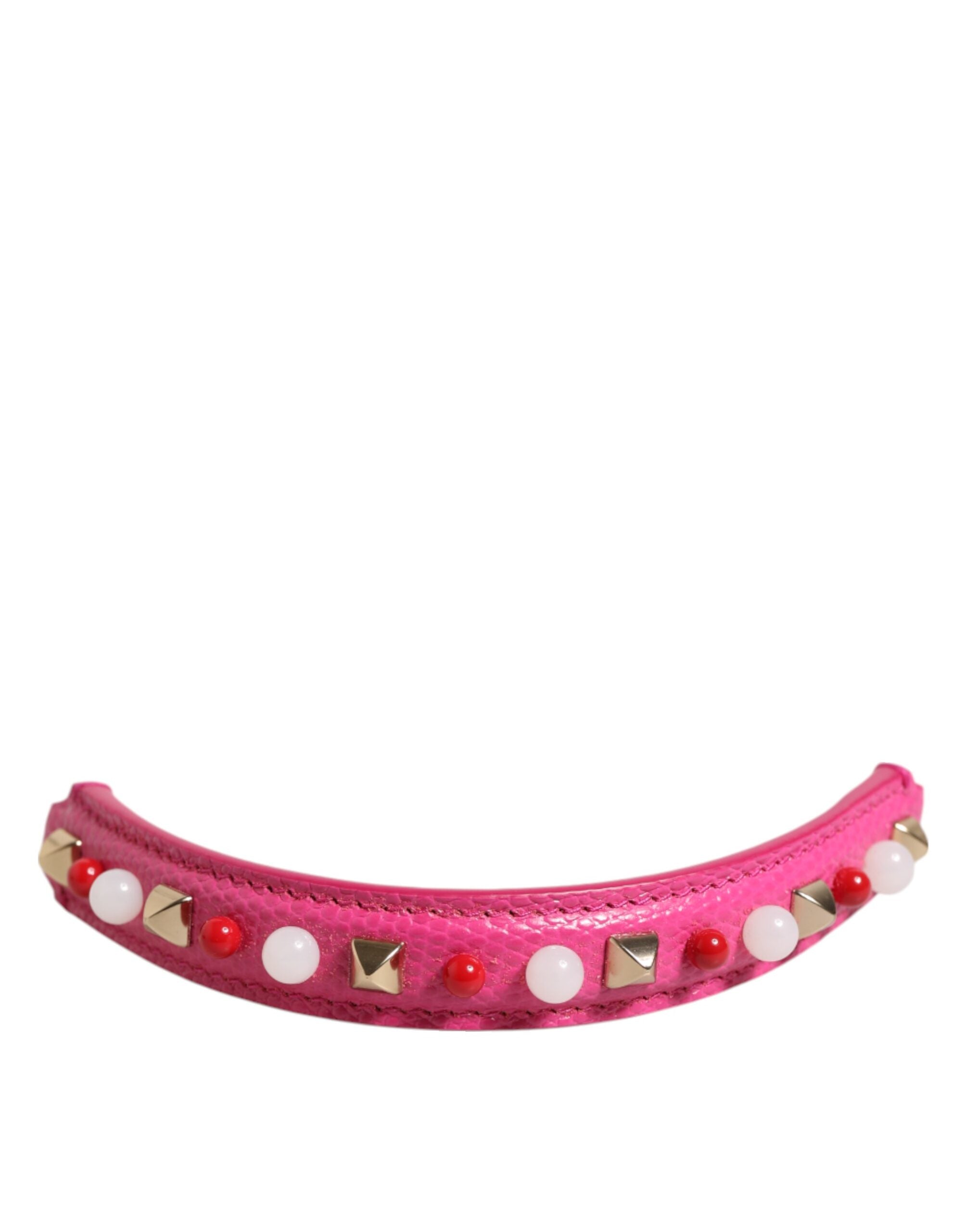 Dolce & Gabbana Pink Calf Leather Embellished Bag Shoulder Strap Dolce & Gabbana