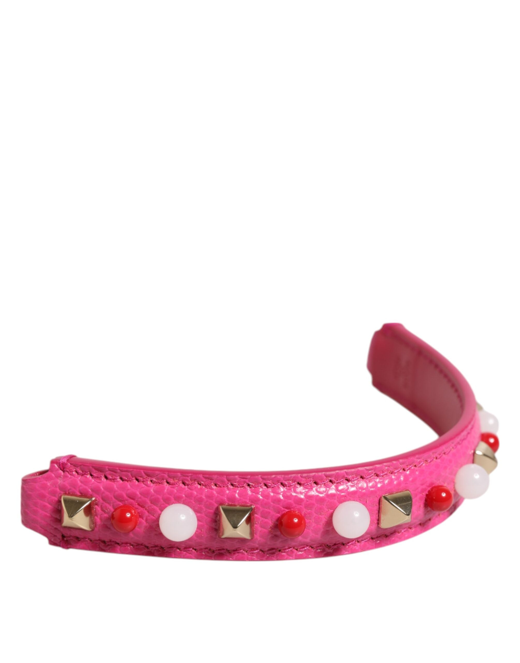 Dolce & Gabbana Pink Calf Leather Embellished Bag Shoulder Strap Dolce & Gabbana