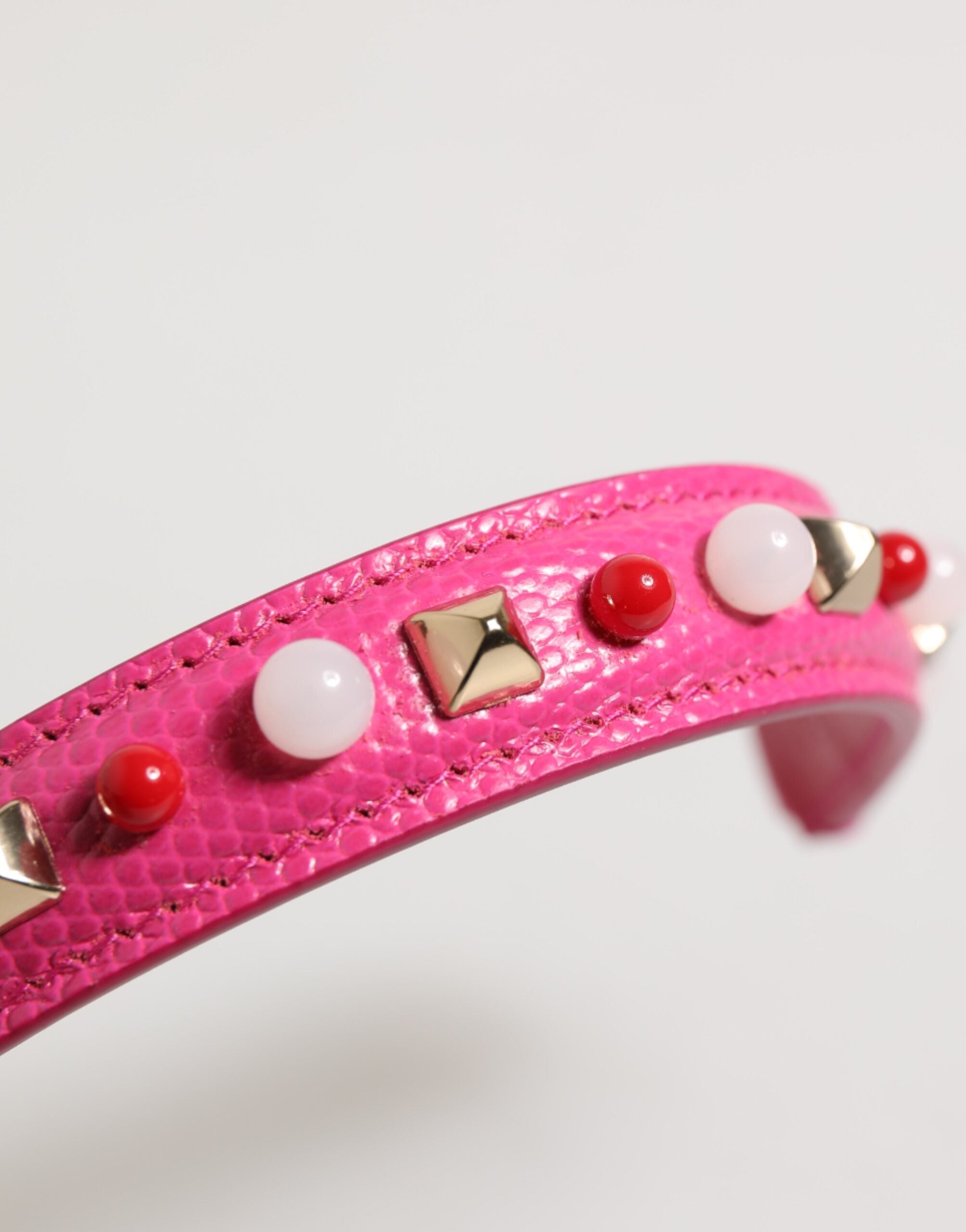 Dolce & Gabbana Pink Calf Leather Embellished Bag Shoulder Strap Dolce & Gabbana