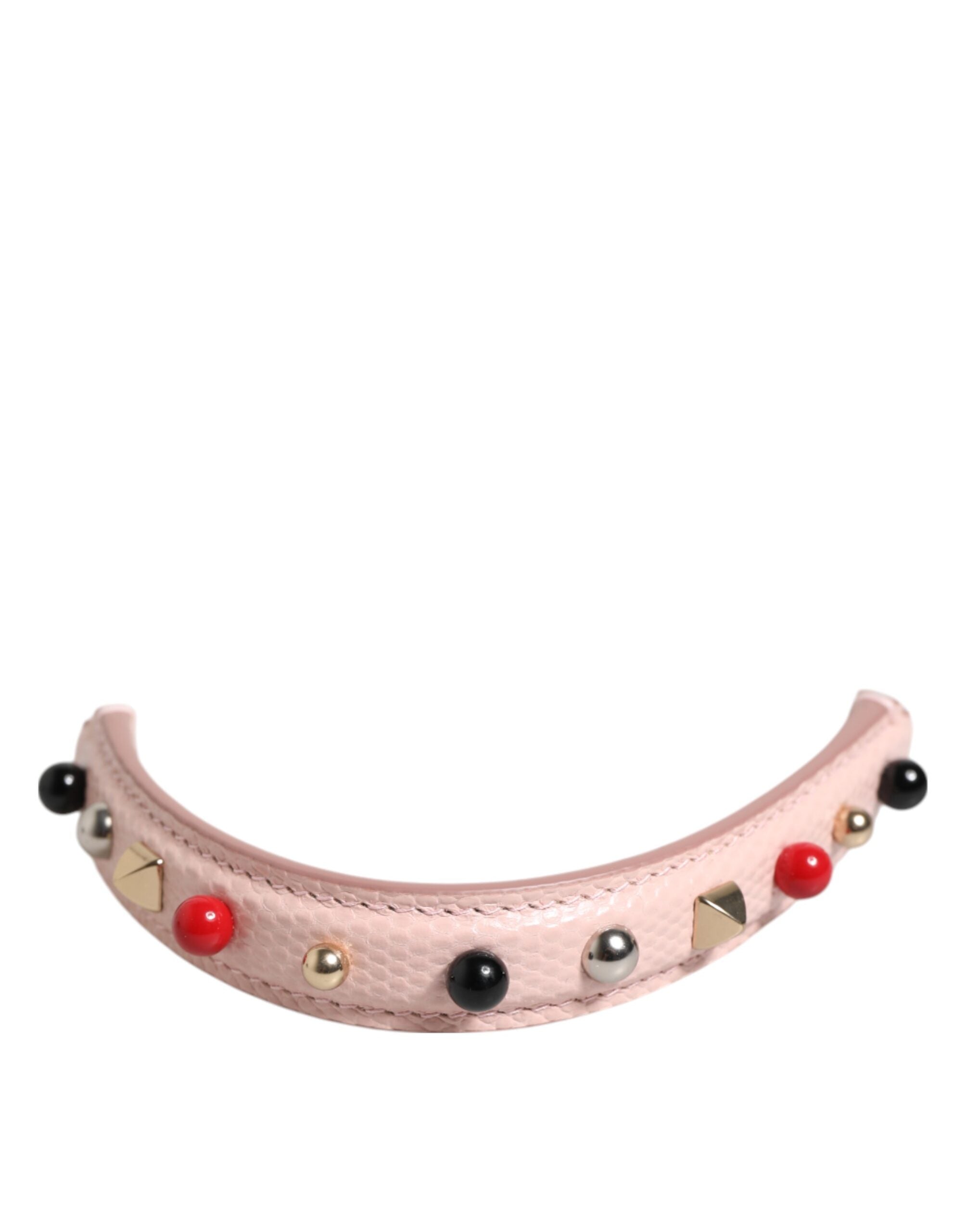 Dolce & Gabbana Light Pink Embellished Calf Leather Shoulder Strap with Logo Dolce & Gabbana