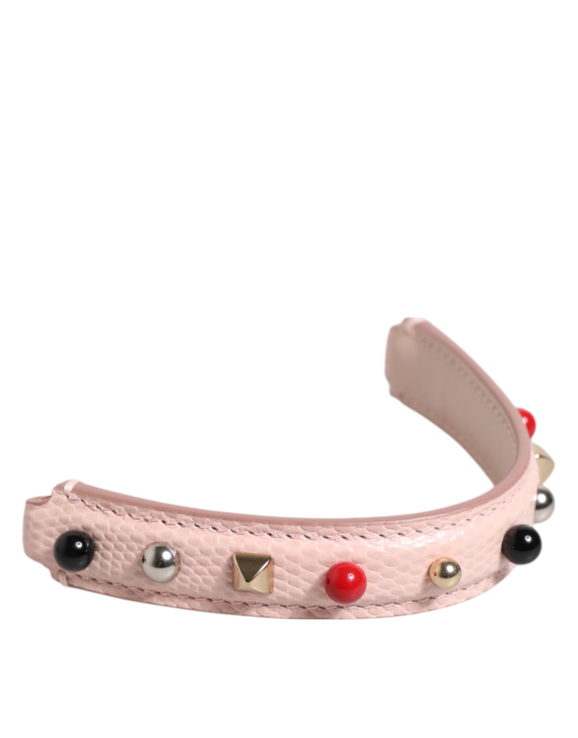Dolce & Gabbana Light Pink Embellished Calf Leather Shoulder Strap with Logo Dolce & Gabbana