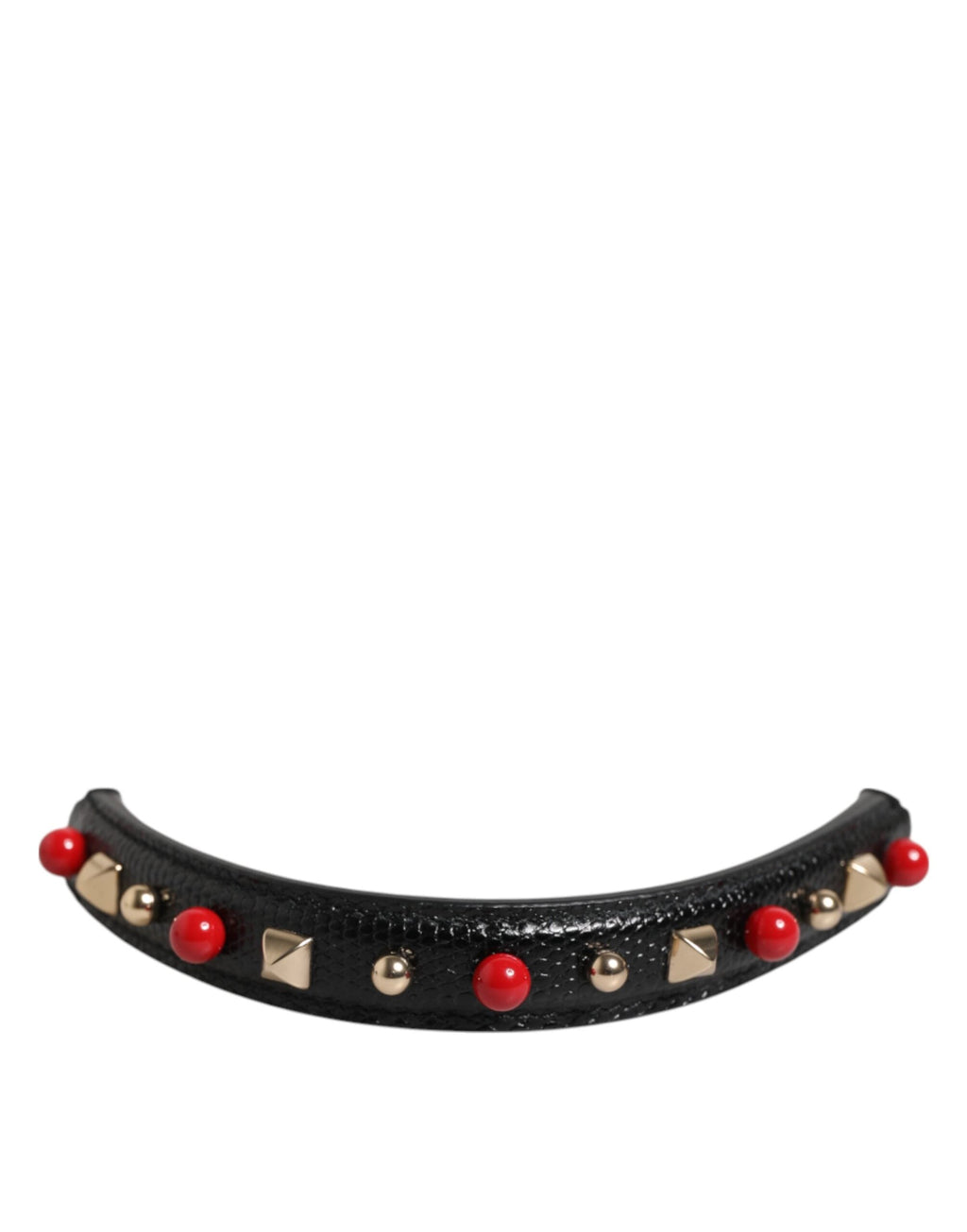 Dolce & Gabbana Black Embellished Calf Leather Shoulder Strap with Logo Dolce & Gabbana