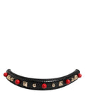 Dolce & Gabbana Black Embellished Calf Leather Shoulder Strap with Logo Dolce & Gabbana