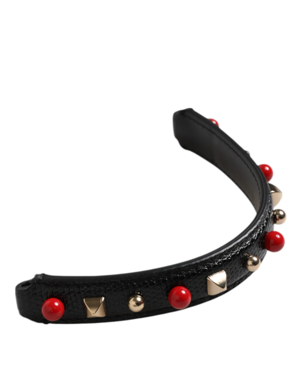 Dolce & Gabbana Black Embellished Calf Leather Shoulder Strap with Logo Dolce & Gabbana