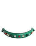 Dolce & Gabbana Green Embellished Calf Leather Shoulder Strap with Logo Dolce & Gabbana