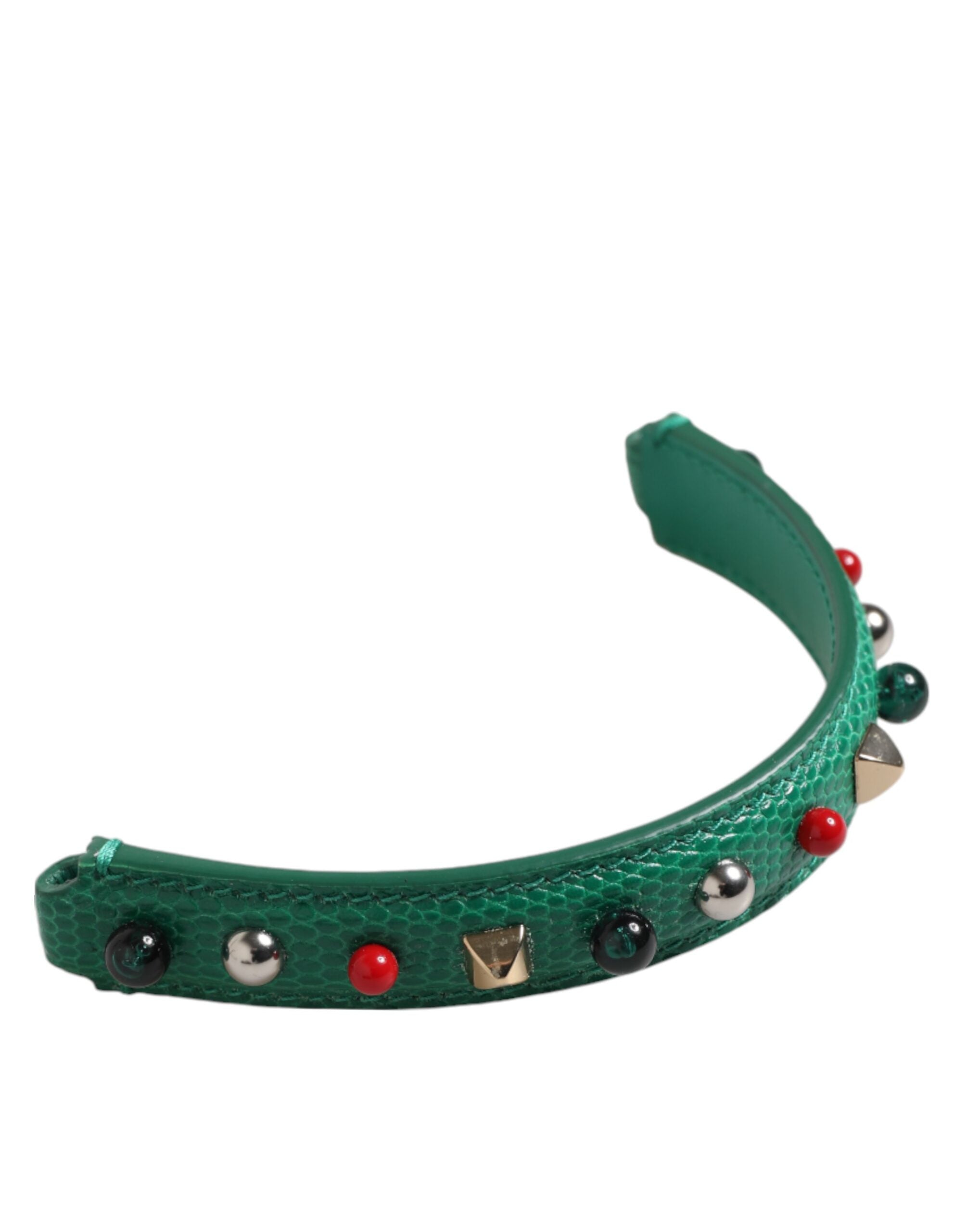 Dolce & Gabbana Green Embellished Calf Leather Shoulder Strap with Logo Dolce & Gabbana