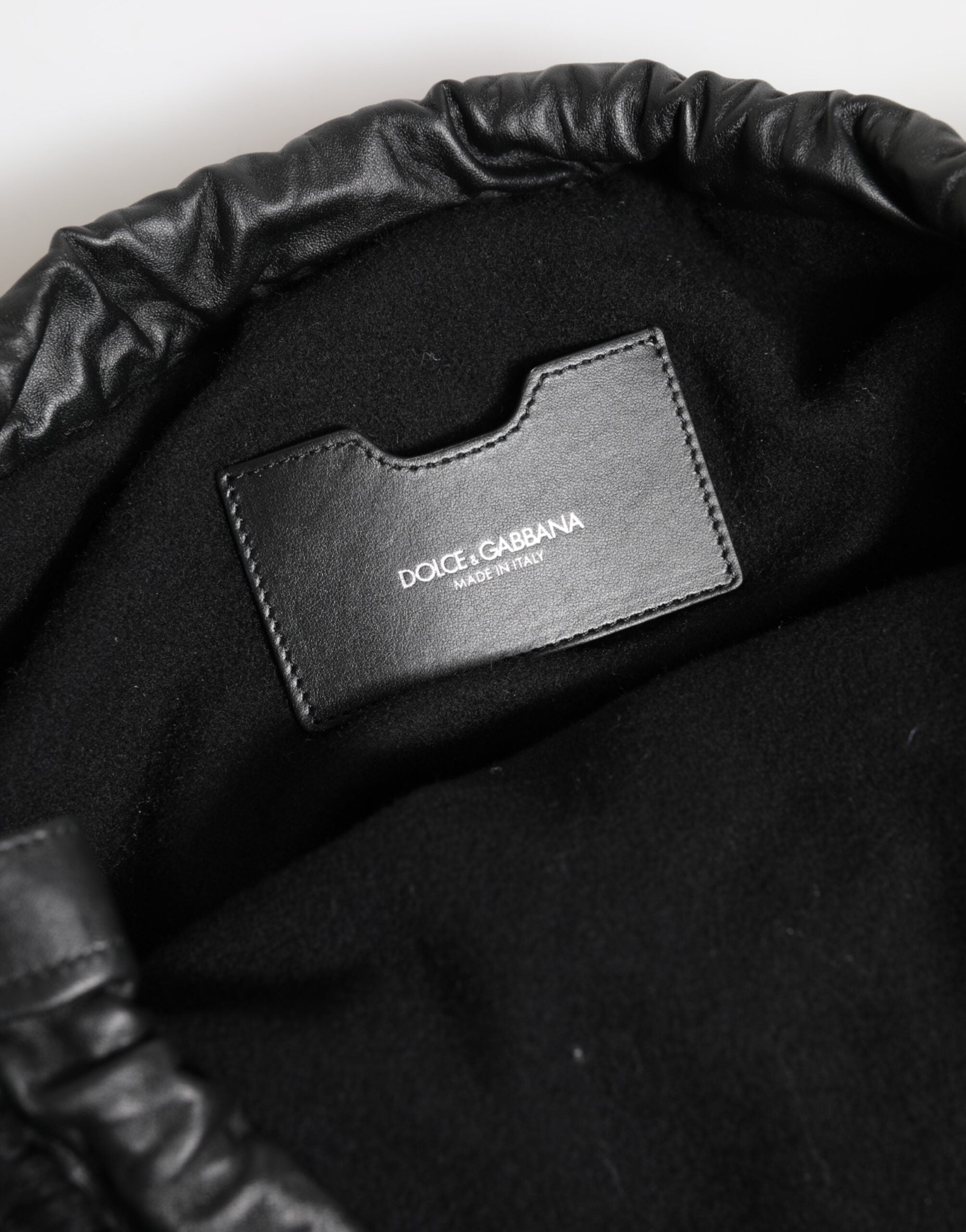 Dolce & Gabbana Black Cashmere Knit & Leather Shoulder Bag Dolce & Gabbana
