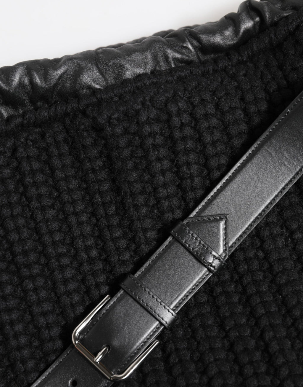 Dolce & Gabbana Black Cashmere Knit & Leather Shoulder Bag Dolce & Gabbana
