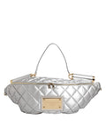 Dolce & Gabbana Silver Quilted Down-Filled SICILY Crossbody Shoulder Bag Dolce & Gabbana