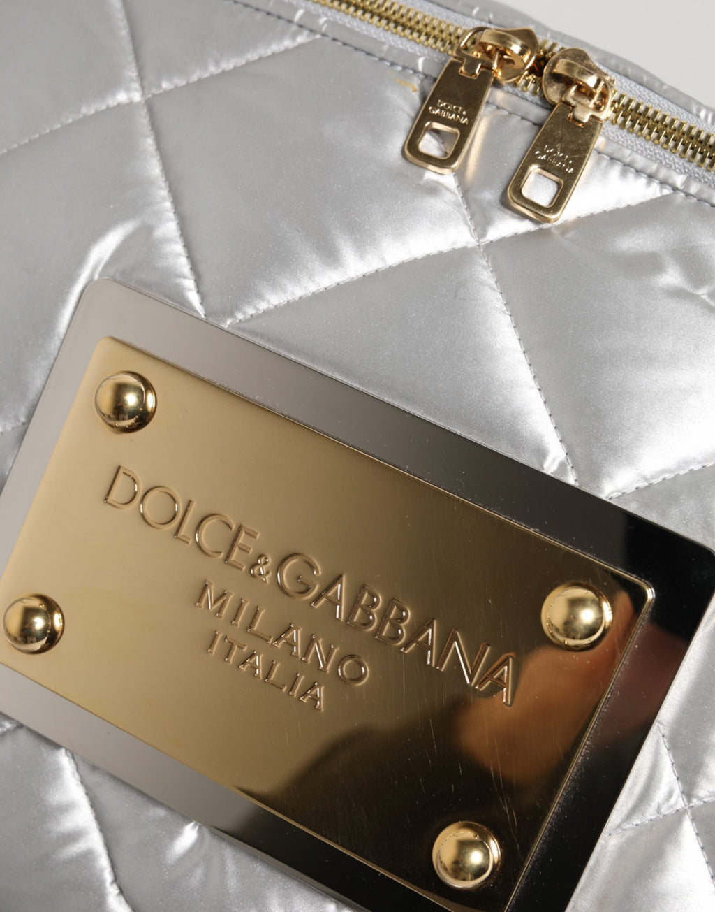 Dolce & Gabbana Silver Quilted Down-Filled SICILY Crossbody Shoulder Bag Dolce & Gabbana