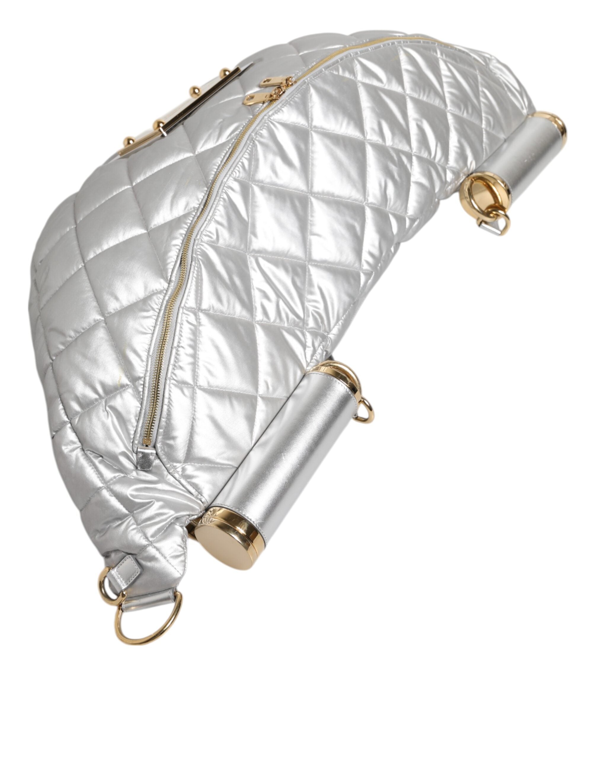 Dolce & Gabbana Silver Quilted Down-Filled SICILY Crossbody Shoulder Bag Dolce & Gabbana