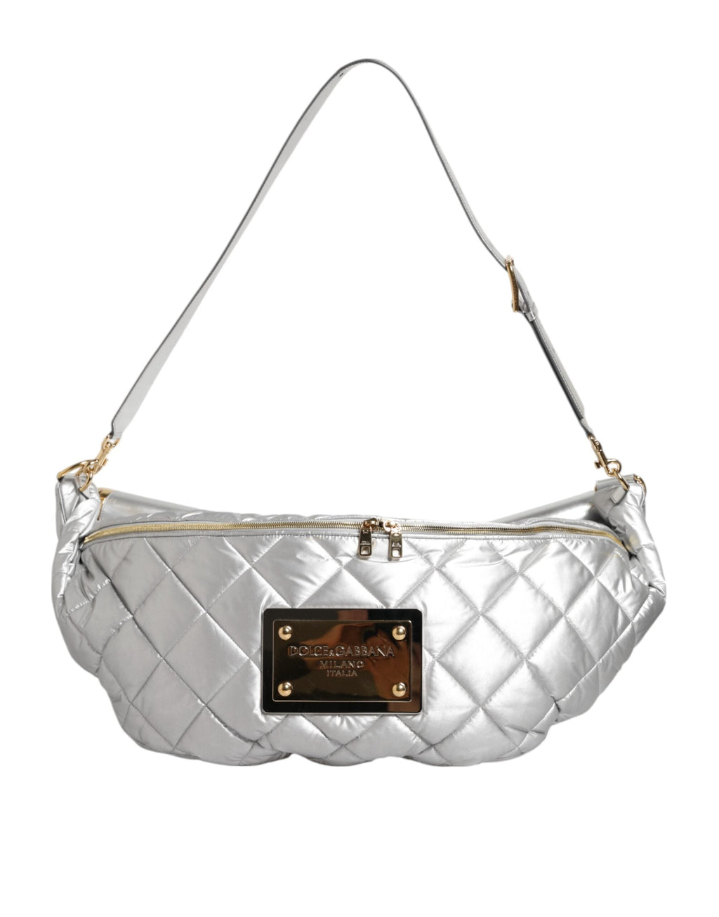 Dolce & Gabbana Silver Quilted Down-Filled SICILY Crossbody Shoulder Bag Dolce & Gabbana