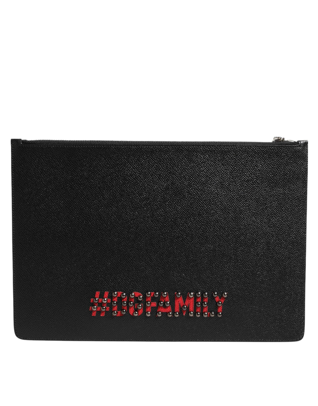 Dolce & Gabbana Black Leather #DGFamily Embellished Clutch Pouch Dolce & Gabbana