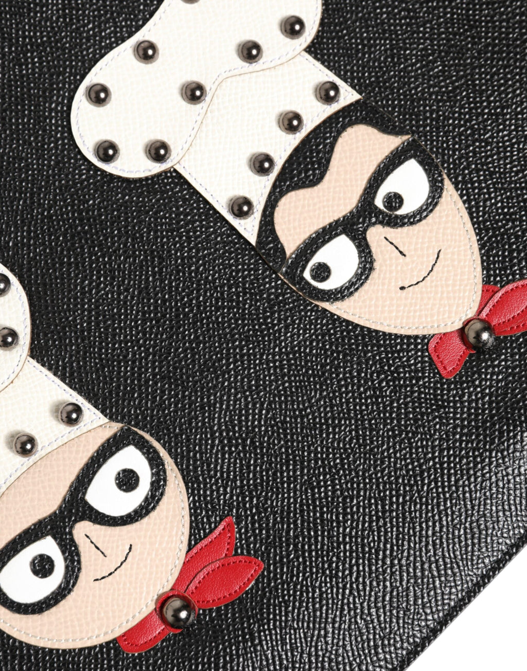 Dolce & Gabbana Black Leather #DGFamily Embellished Clutch Pouch Dolce & Gabbana