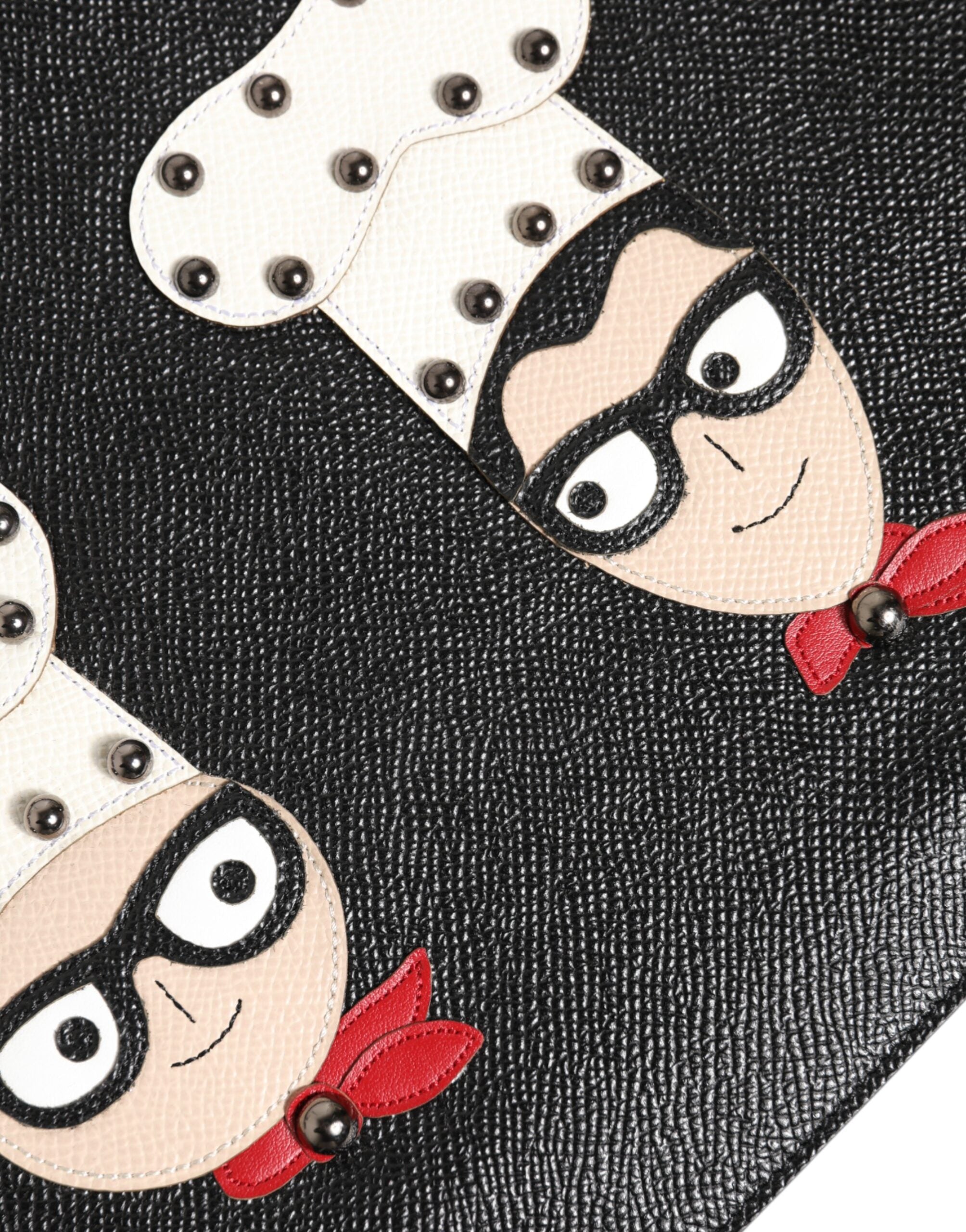 Dolce & Gabbana Black Leather #DGFamily Embellished Clutch Pouch Dolce & Gabbana