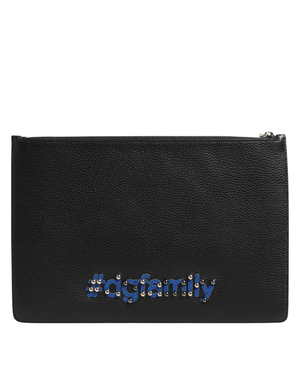 Dolce & Gabbana Black Leather #DGFamily Embellished Clutch Pouch Dolce & Gabbana