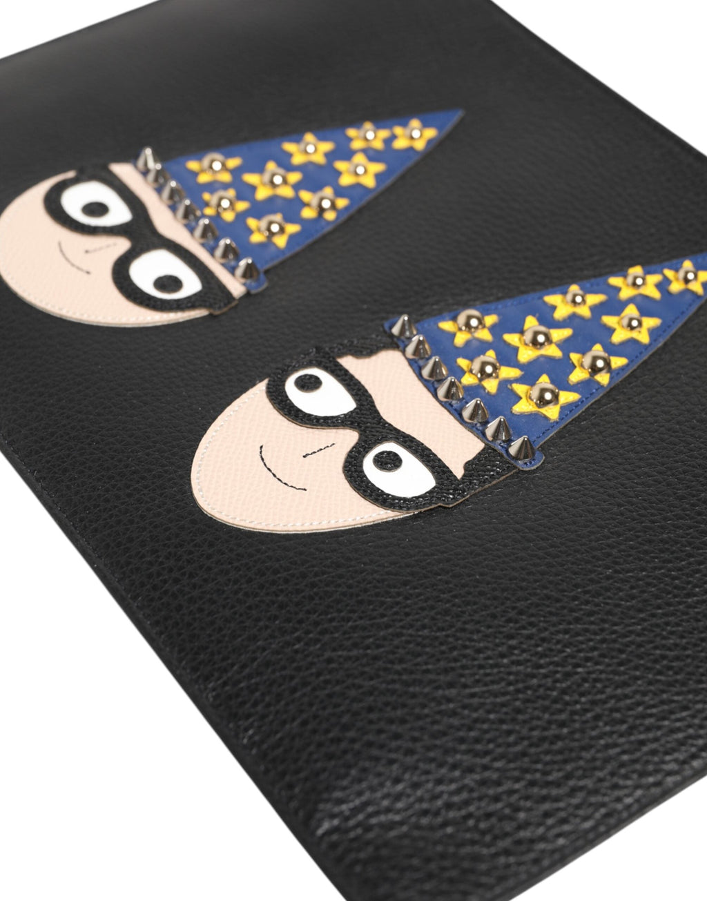 Dolce & Gabbana Black Leather #DGFamily Embellished Clutch Pouch Dolce & Gabbana
