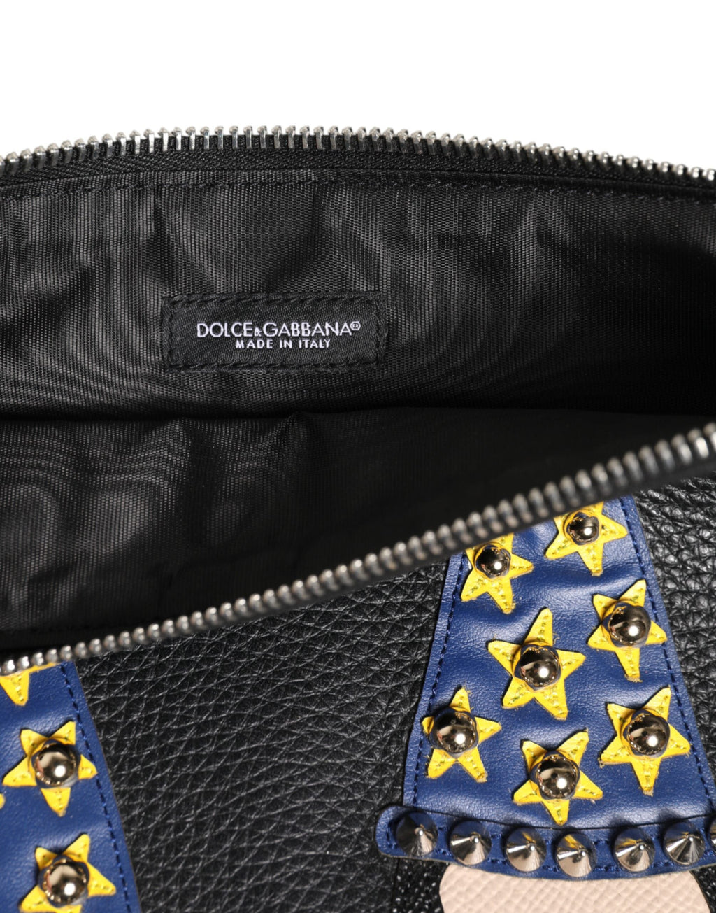 Dolce & Gabbana Black Leather #DGFamily Embellished Clutch Pouch Dolce & Gabbana