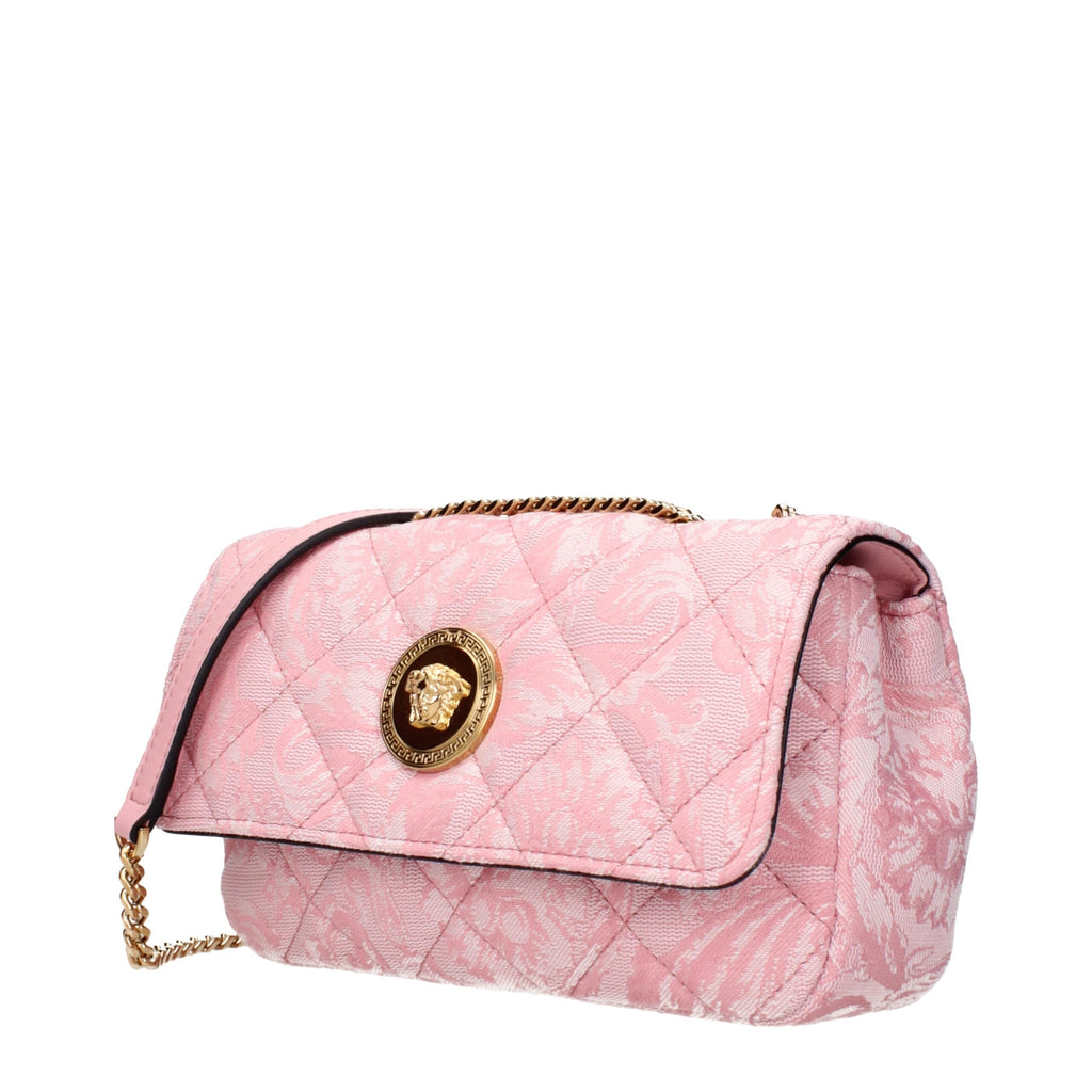 Versace Pink Fabric Shoulder Bag with Front Detail Versace