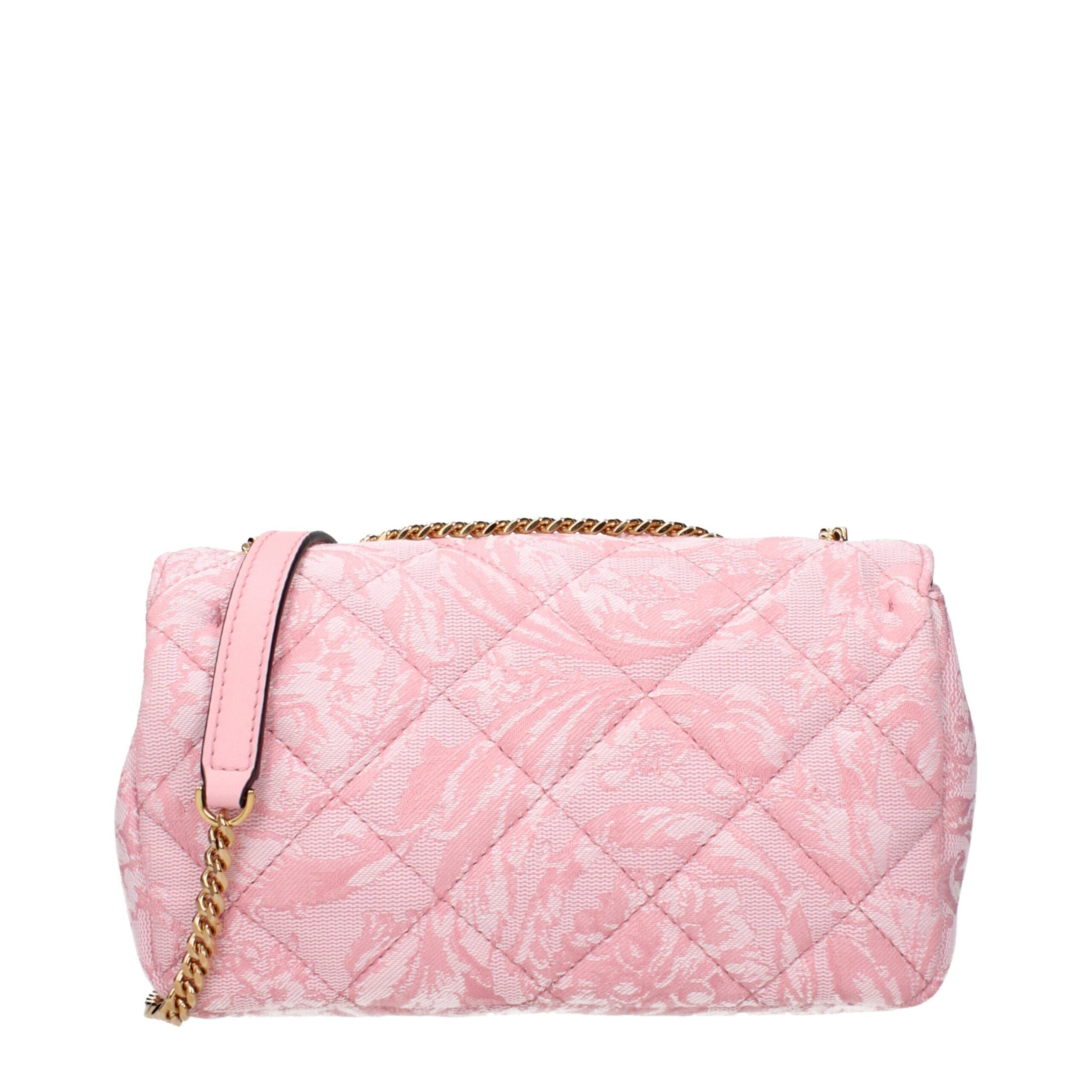 Versace Pink Fabric Shoulder Bag with Front Detail Versace