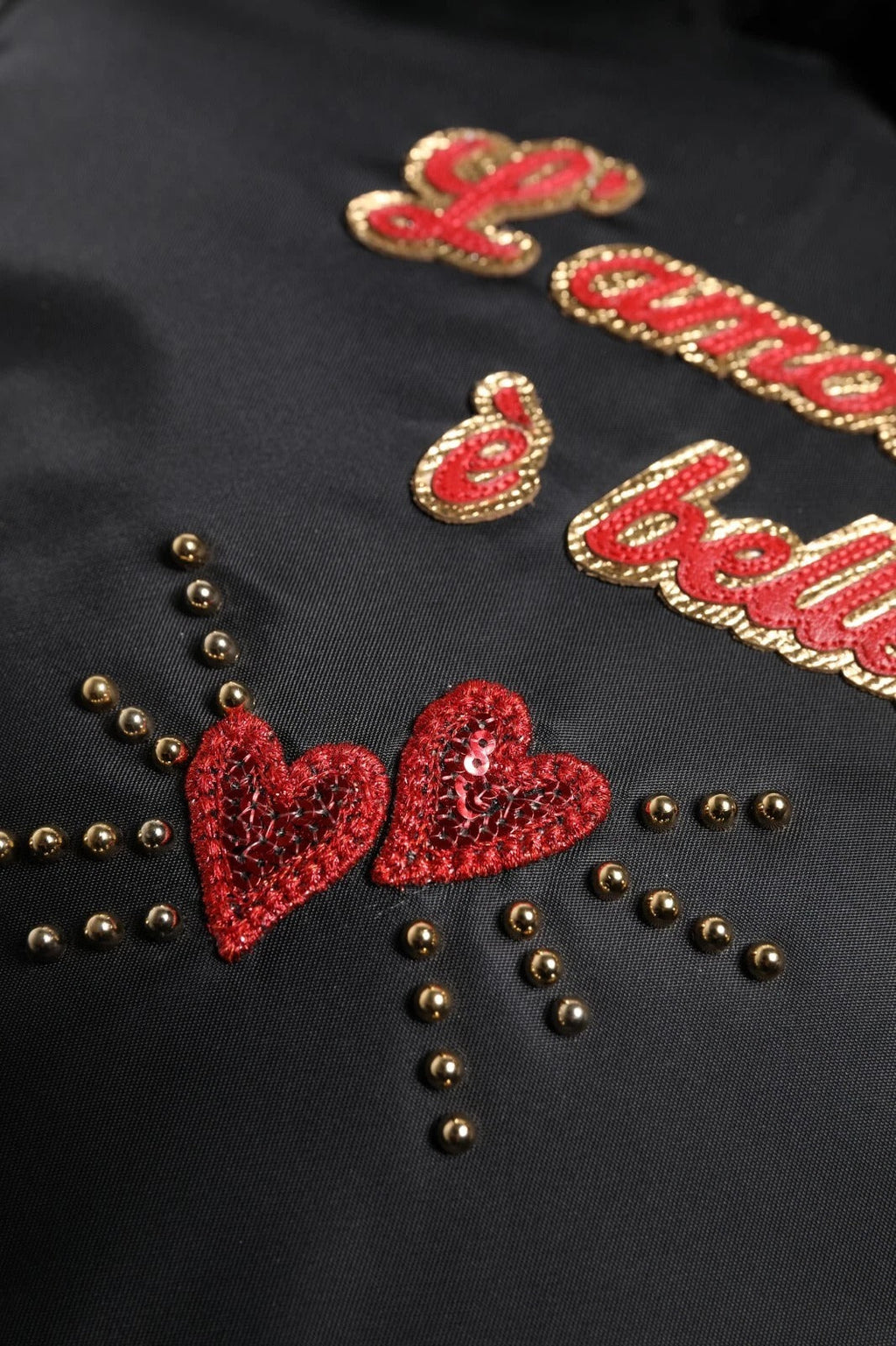 Dolce & Gabbana Kids Black Nylon Heart L'Amore Embellished Mini Backpack Dolce & Gabbana