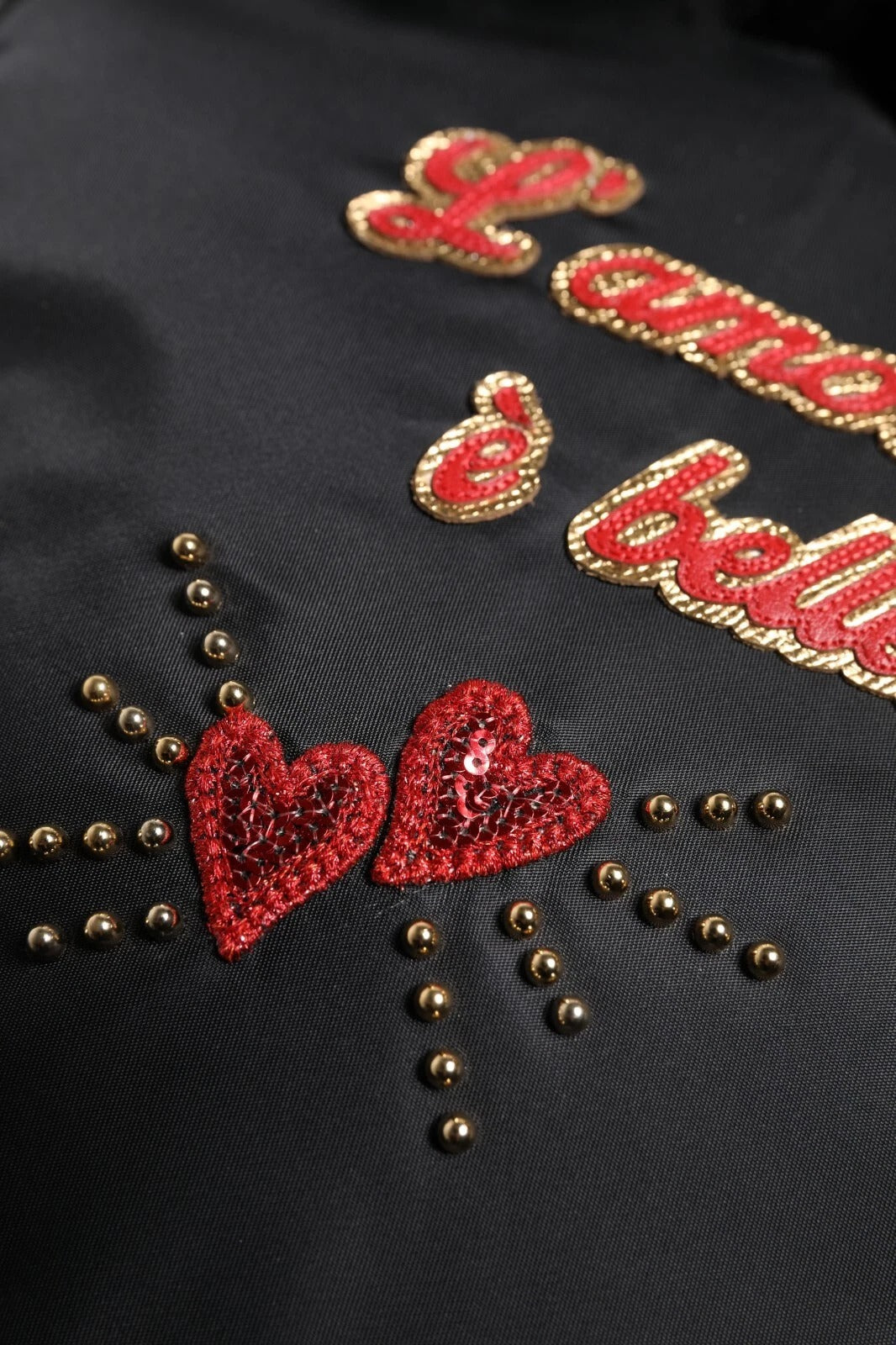 Dolce & Gabbana Kids Black Nylon Heart L'Amore Embellished Mini Backpack Dolce & Gabbana