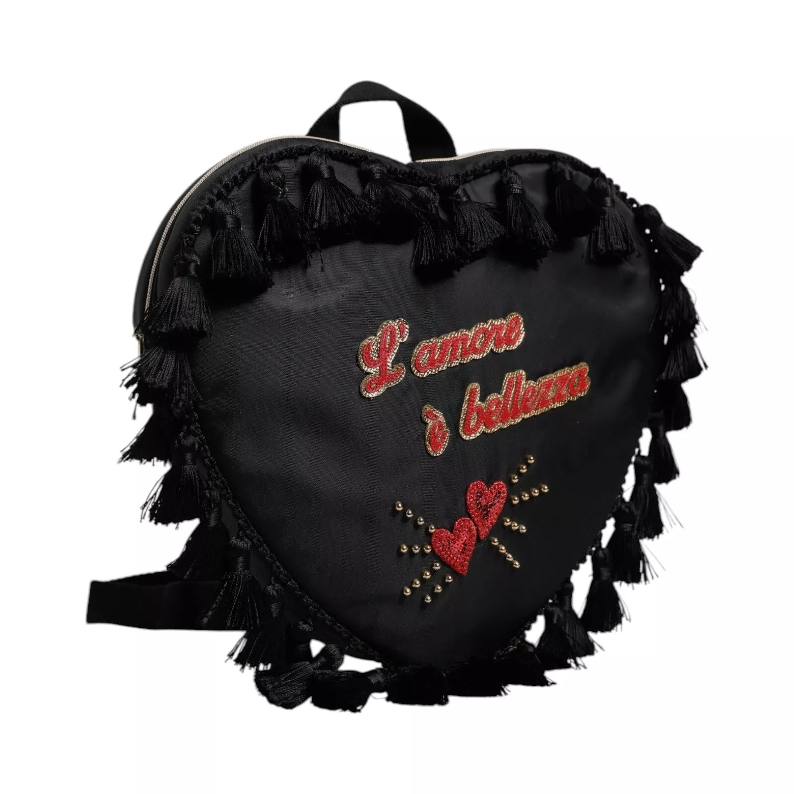 Dolce & Gabbana Kids Black Nylon Heart L'Amore Embellished Mini Backpack Dolce & Gabbana