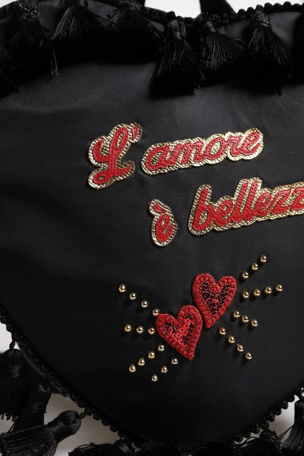 Dolce & Gabbana Kids Black Nylon Heart L'Amore Embellished Mini Backpack Dolce & Gabbana