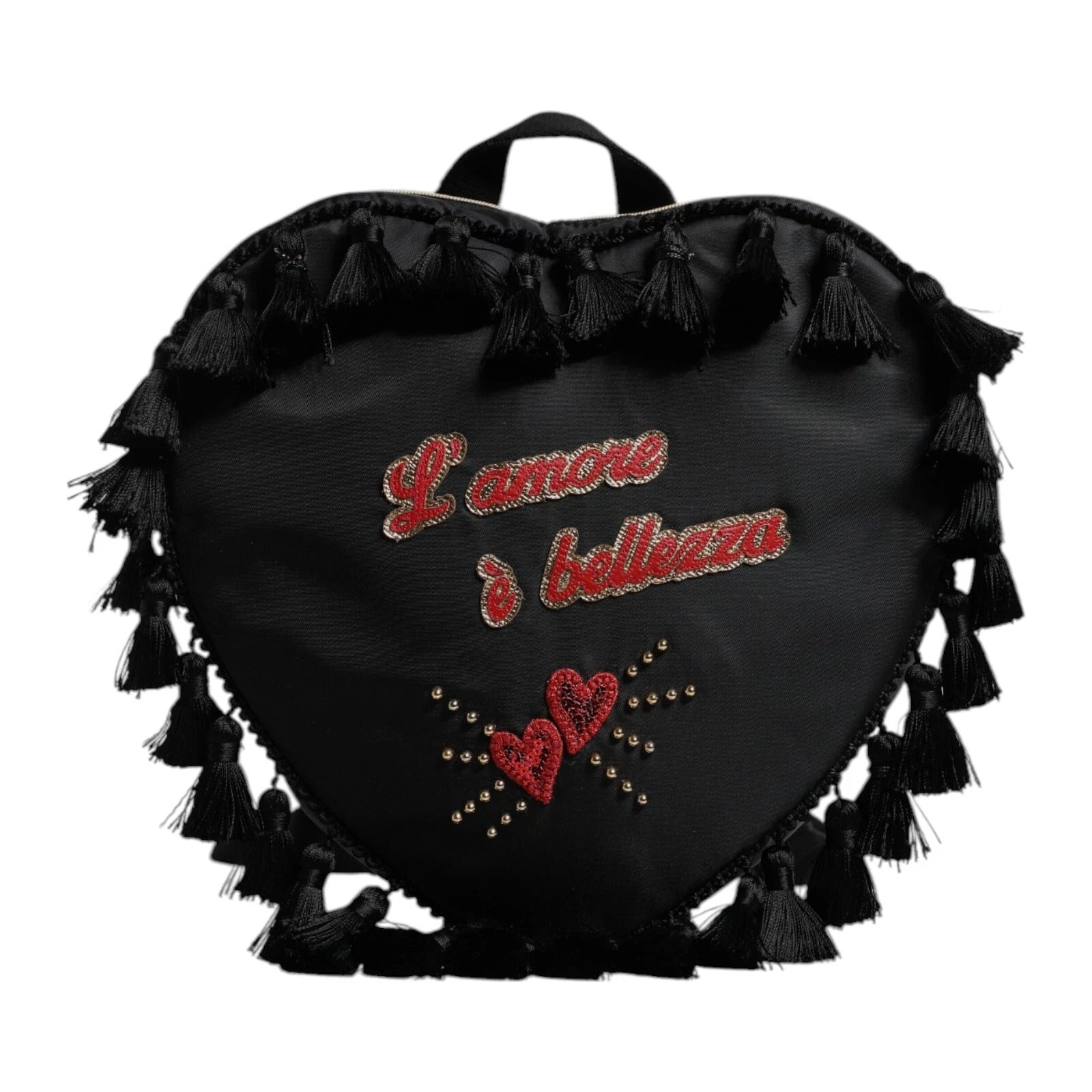 Dolce & Gabbana Kids Black Nylon Heart L'Amore Embellished Mini Backpack Dolce & Gabbana