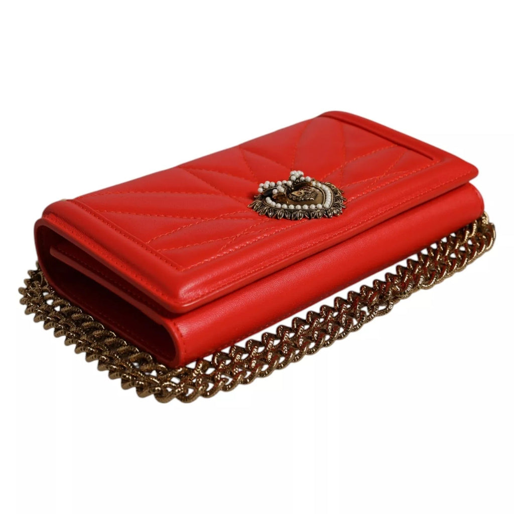 Dolce & Gabbana Red Quilted Lamb Leather Devotion Crossbody Phone Bag Dolce & Gabbana