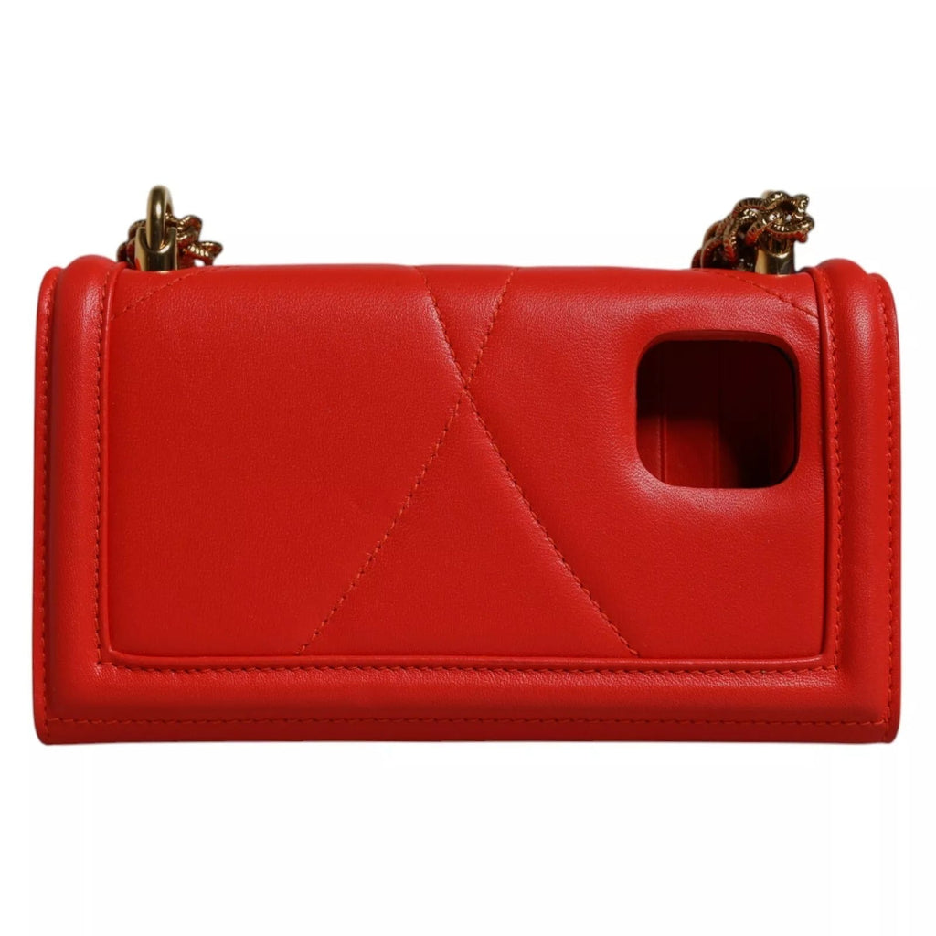 Dolce & Gabbana Red Quilted Lamb Leather Devotion Crossbody Phone Bag Dolce & Gabbana