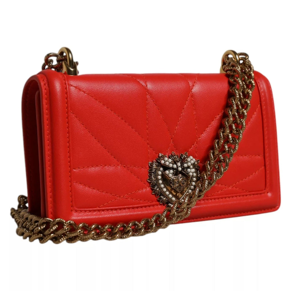 Dolce & Gabbana Red Quilted Lamb Leather Devotion Crossbody Phone Bag Dolce & Gabbana