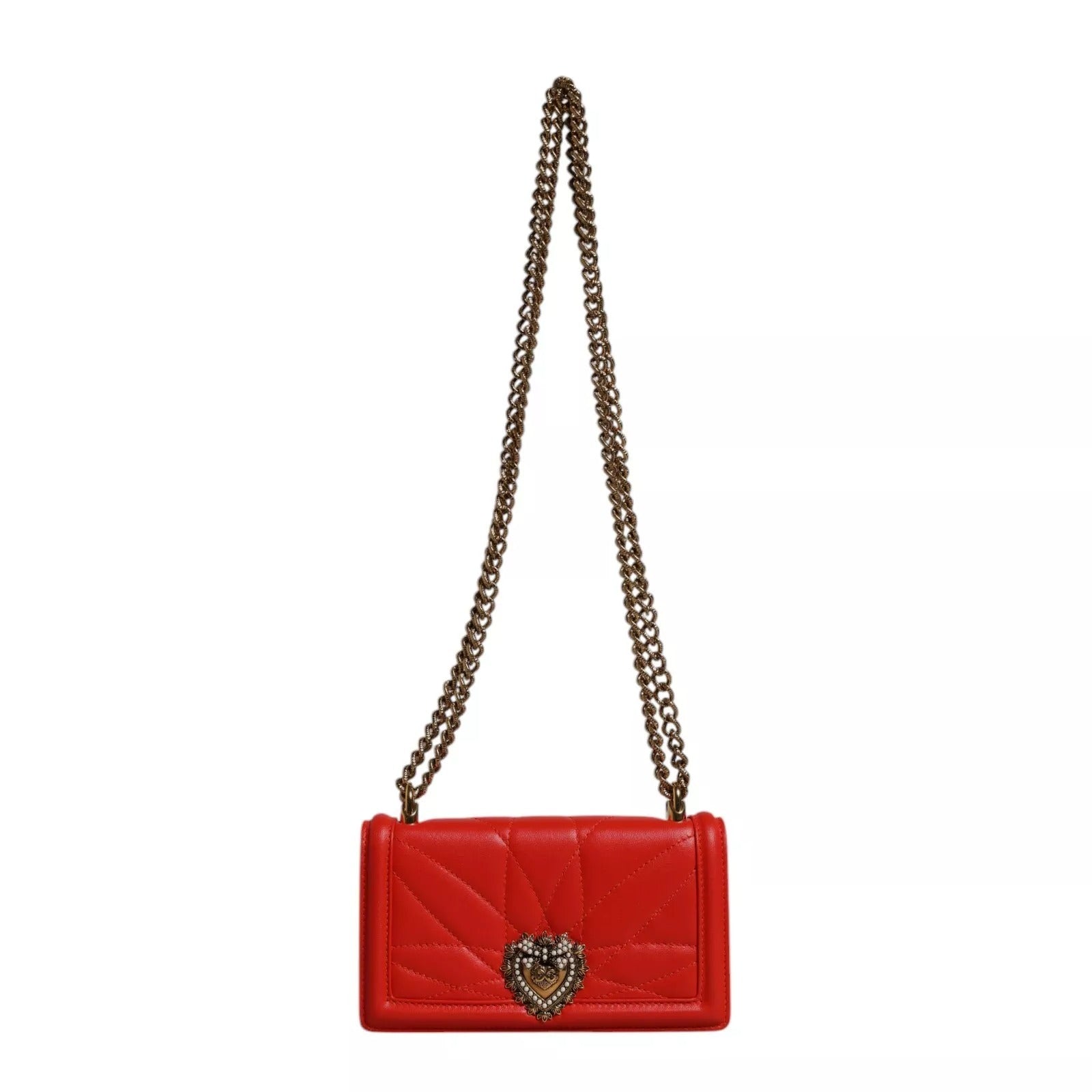 Dolce & Gabbana Red Quilted Lamb Leather Devotion Crossbody Phone Bag Dolce & Gabbana