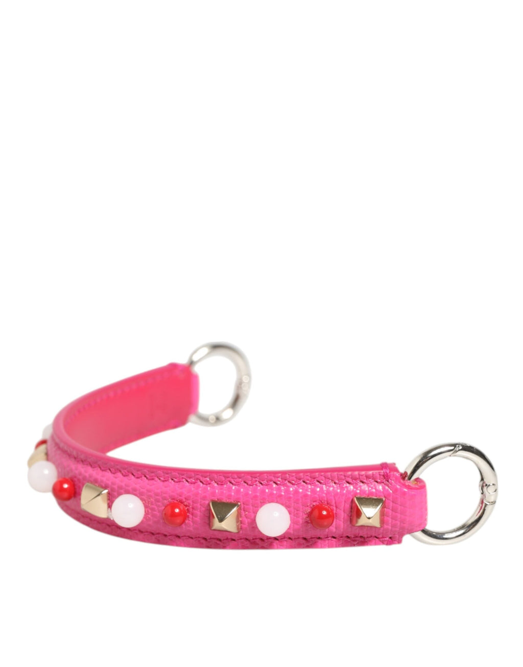 Dolce & Gabbana Pink Calf Leather Embellished Bag Shoulder Strap with Studs Dolce & Gabbana