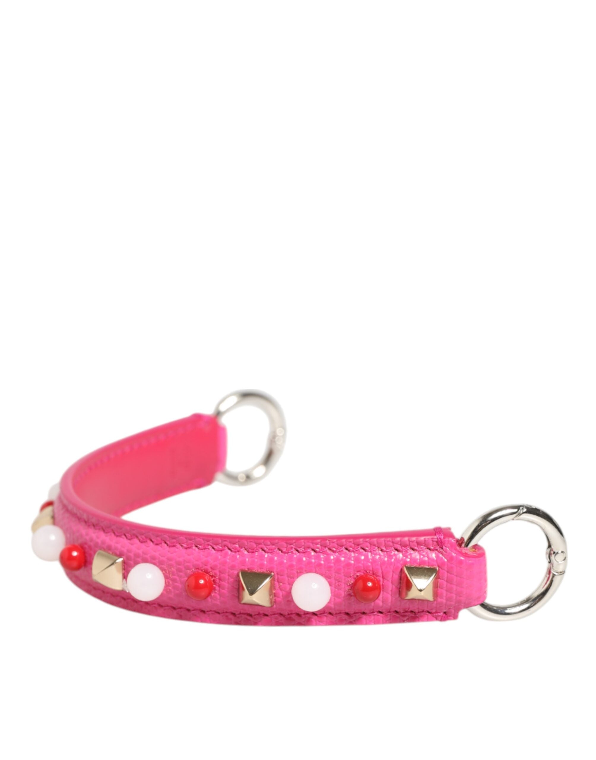 Dolce & Gabbana Pink Calf Leather Embellished Bag Shoulder Strap with Studs Dolce & Gabbana