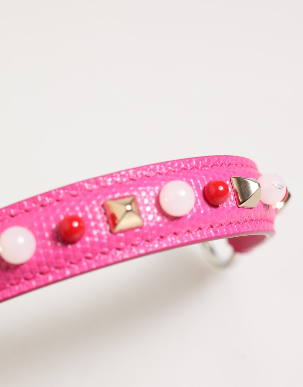 Dolce & Gabbana Pink Calf Leather Embellished Bag Shoulder Strap with Studs Dolce & Gabbana